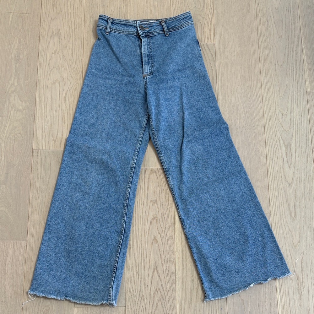 Zara Blue Flare Wide-Leg Jeans